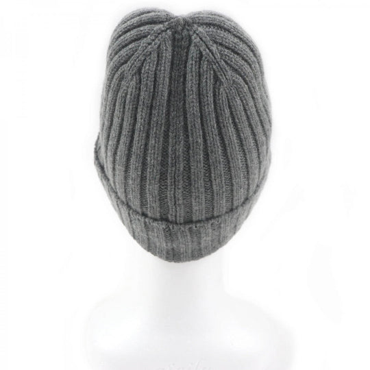 HERMES Knit cap Main: 80% cashmere, Main: 20% silk, Part: sheep leather gray mens M Used Authentic