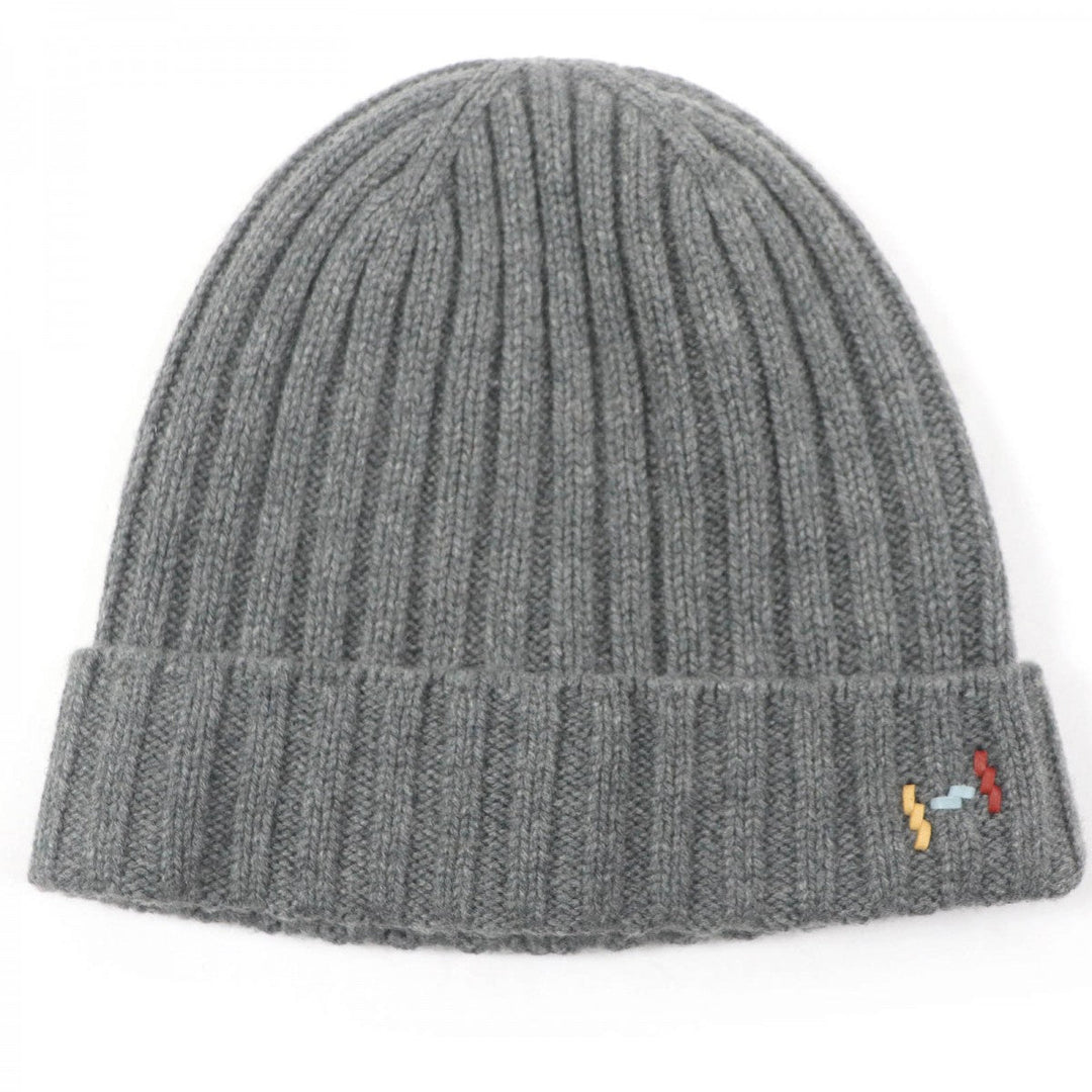 HERMES Knit cap Main: 80% cashmere, Main: 20% silk, Part: sheep leather gray mens M Used Authentic
