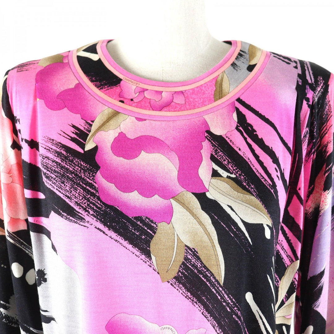 LEONARD FASHION Cut Main: 60% wool, Main: 40% silk Pink type Black Women Used Authentic