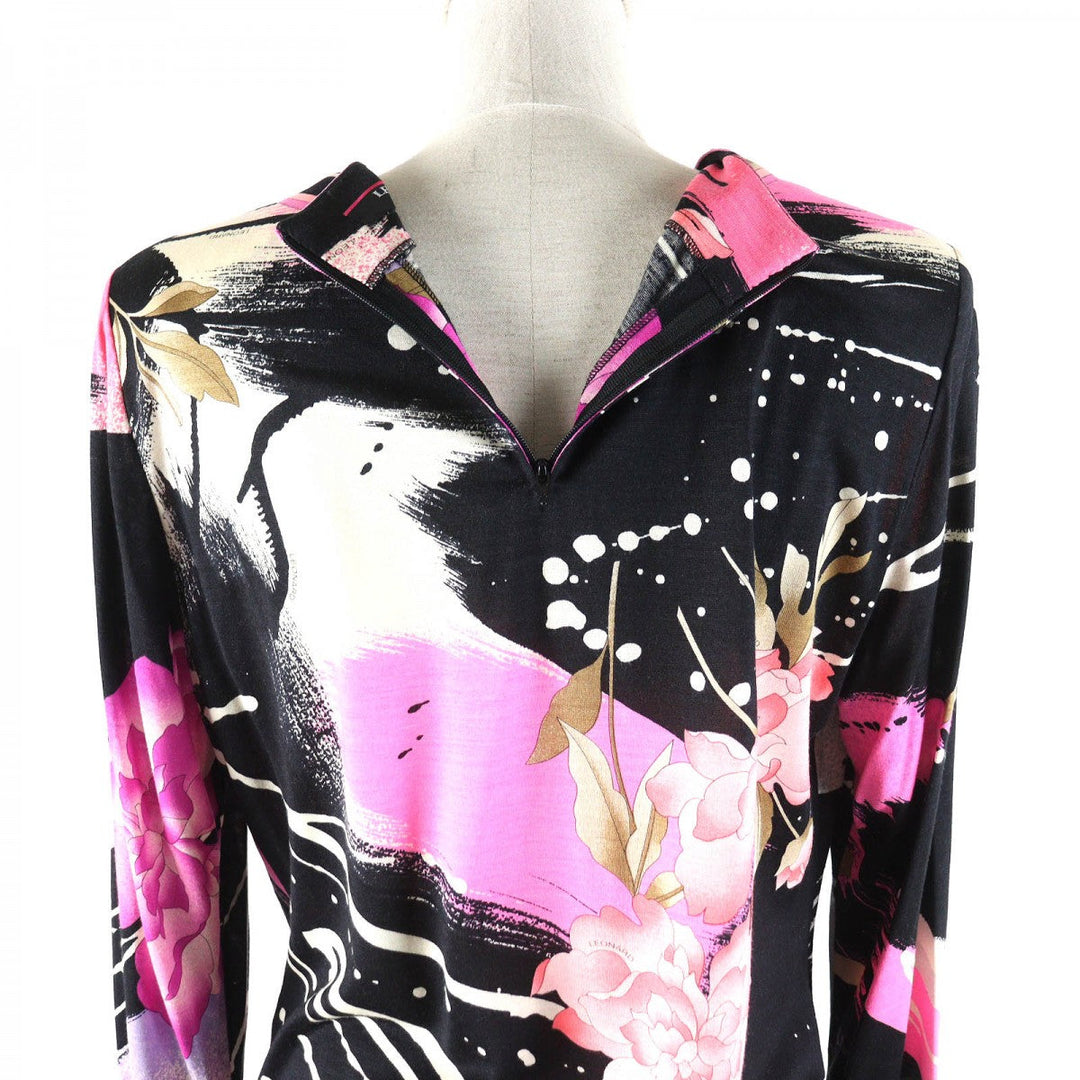 LEONARD FASHION Cut Main: 60% wool, Main: 40% silk Pink type Black Women Used Authentic