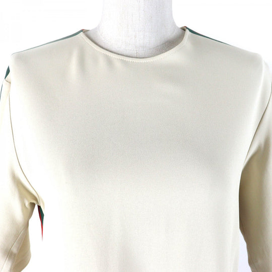 GUCCI one piece 528977 Outer: 97% rayon, Outer: 3% polyurethane, Part: 65% rayon, Part: 35% cotton Ivory Green Red Women 36 Used Authentic