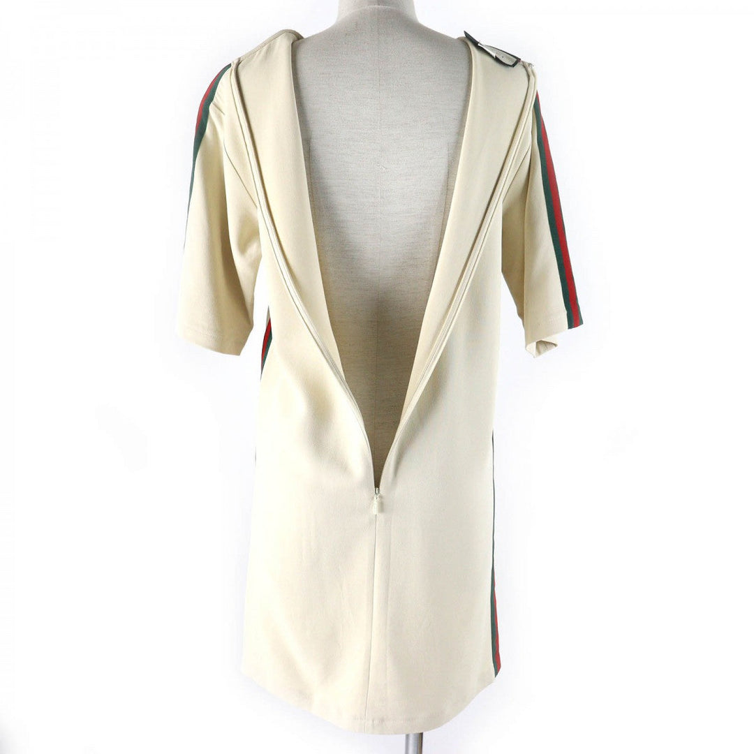 GUCCI one piece 528977 Outer: 97% rayon, Outer: 3% polyurethane, Part: 65% rayon, Part: 35% cotton Ivory Green Red Women 36 Used Authentic