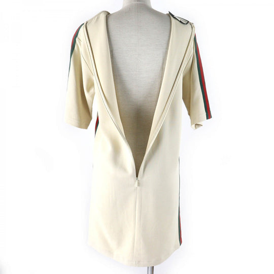 GUCCI one piece 528977 Outer: 97% rayon, Outer: 3% polyurethane, Part: 65% rayon, Part: 35% cotton Ivory Green Red Women 36 Used Authentic