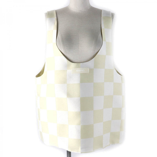 VERSACE tops Outer: 65% polyester, Outer: 35% silk, Lining: 100% cupra Beige White type Women M Used Authentic