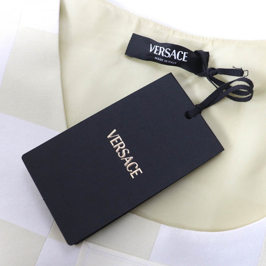 VERSACE tops Outer: 65% polyester, Outer: 35% silk, Lining: 100% cupra Beige White type Women M Used Authentic