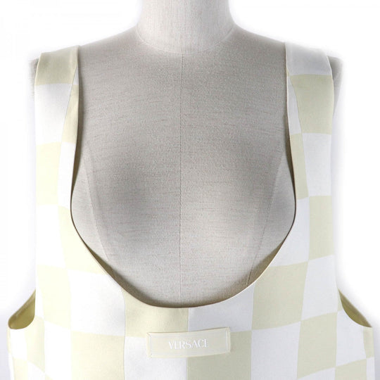 VERSACE tops Outer: 65% polyester, Outer: 35% silk, Lining: 100% cupra Beige White type Women M Used Authentic