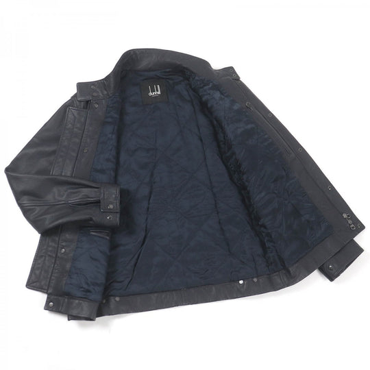 Dunhill Riders jacket Outer: 100% sheepskin, Lining: 100% rayon, Lining: 100% cotton, Filling: 100% polyester black mens Used Authentic
