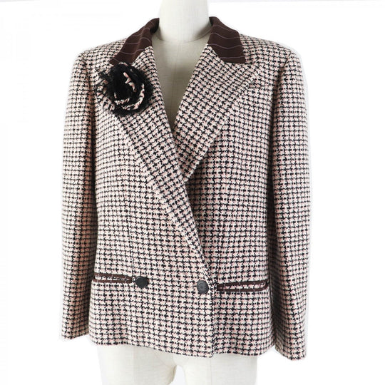 CHANEL Jacket P19033 02P Outer: 100% cotton, Part: 98% rayon, Part: 2% polyester, Lining: 100% silk pink black white Women 42 Used Authentic