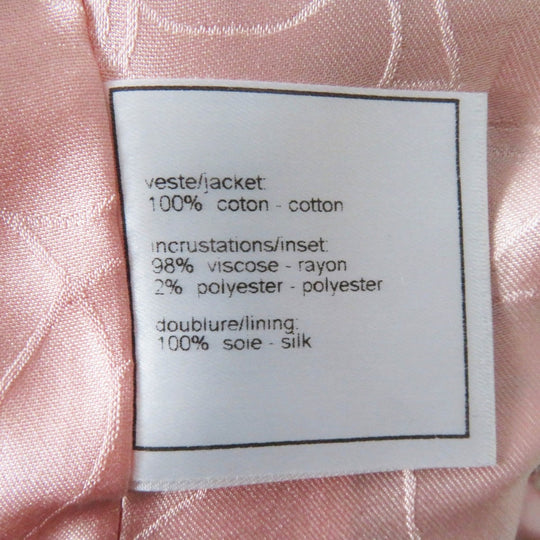 CHANEL Jacket P19033 02P Outer: 100% cotton, Part: 98% rayon, Part: 2% polyester, Lining: 100% silk pink black white Women 42 Used Authentic