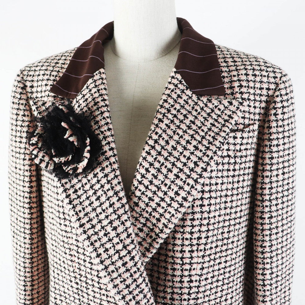 CHANEL Jacket P19033 02P Outer: 100% cotton, Part: 98% rayon, Part: 2% polyester, Lining: 100% silk pink black white Women 42 Used Authentic