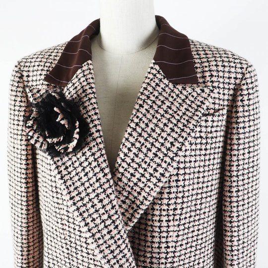 CHANEL Jacket P19033 02P Outer: 100% cotton, Part: 98% rayon, Part: 2% polyester, Lining: 100% silk pink black white Women 42 Used Authentic