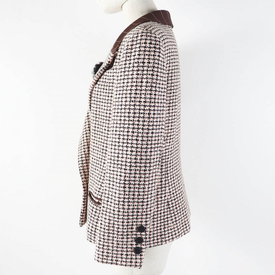 CHANEL Jacket P19033 02P Outer: 100% cotton, Part: 98% rayon, Part: 2% polyester, Lining: 100% silk pink black white Women 42 Used Authentic