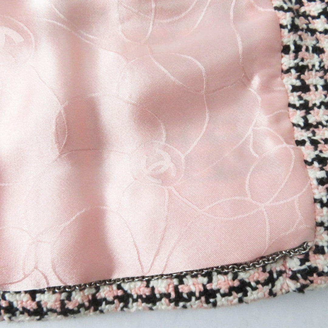 CHANEL Jacket P19033 02P Outer: 100% cotton, Part: 98% rayon, Part: 2% polyester, Lining: 100% silk pink black white Women 42 Used Authentic