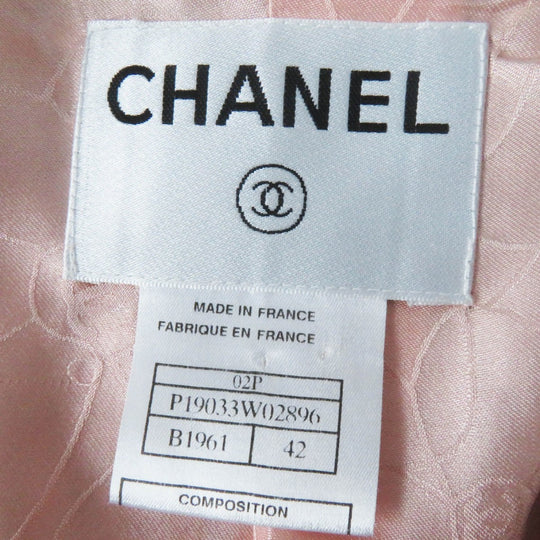 CHANEL Jacket P19033 02P Outer: 100% cotton, Part: 98% rayon, Part: 2% polyester, Lining: 100% silk pink black white Women 42 Used Authentic