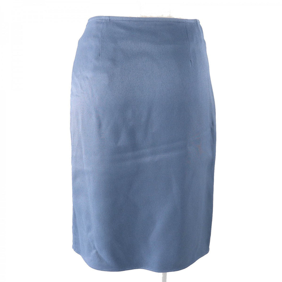 HERMES Wrap skirt 2E0315D8 Main: 57% rayon, Main: 43% silk, Leather part: sheepskin, Lining: 66% rayon, Lining: 35% silk Blue type Women 34 Used Authentic