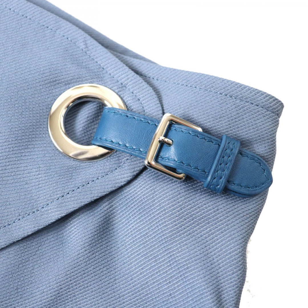 HERMES Wrap skirt 2E0315D8 Main: 57% rayon, Main: 43% silk, Leather part: sheepskin, Lining: 66% rayon, Lining: 35% silk Blue type Women 34 Used Authentic
