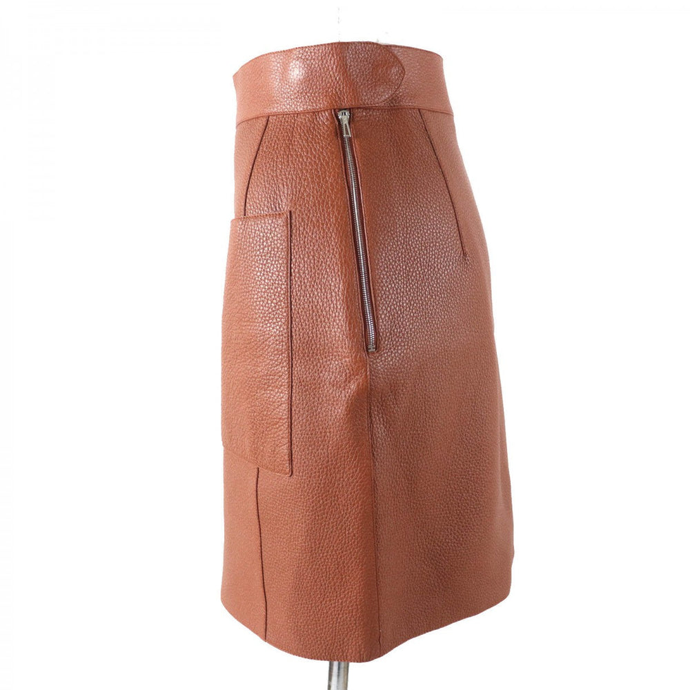 HERMES skirt 3E1302D0 Main: Deerskin, Lining: 100% cotton Brown Women 34 Used Authentic