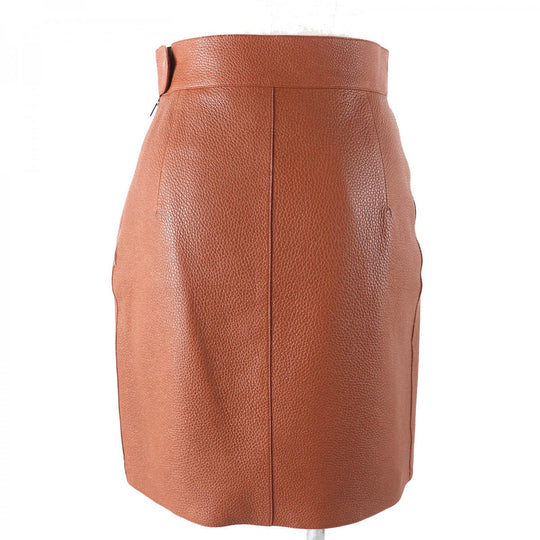 HERMES skirt 3E1302D0 Main: Deerskin, Lining: 100% cotton Brown Women 34 Used Authentic