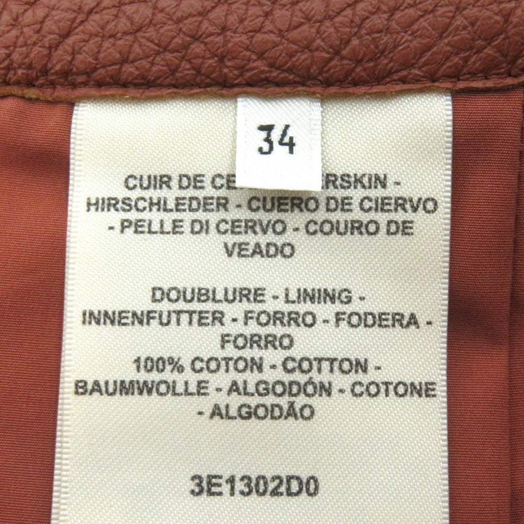 HERMES skirt 3E1302D0 Main: Deerskin, Lining: 100% cotton Brown Women 34 Used Authentic