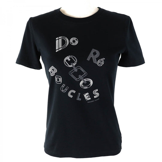 HERMES Short sleeve T-shirt 3H4611DL Main: 100% cotton black Do Re Boucles Women 34 Used Authentic