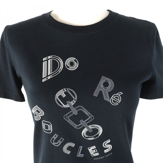 HERMES Short sleeve T-shirt 3H4611DL Main: 100% cotton black Do Re Boucles Women 34 Used Authentic