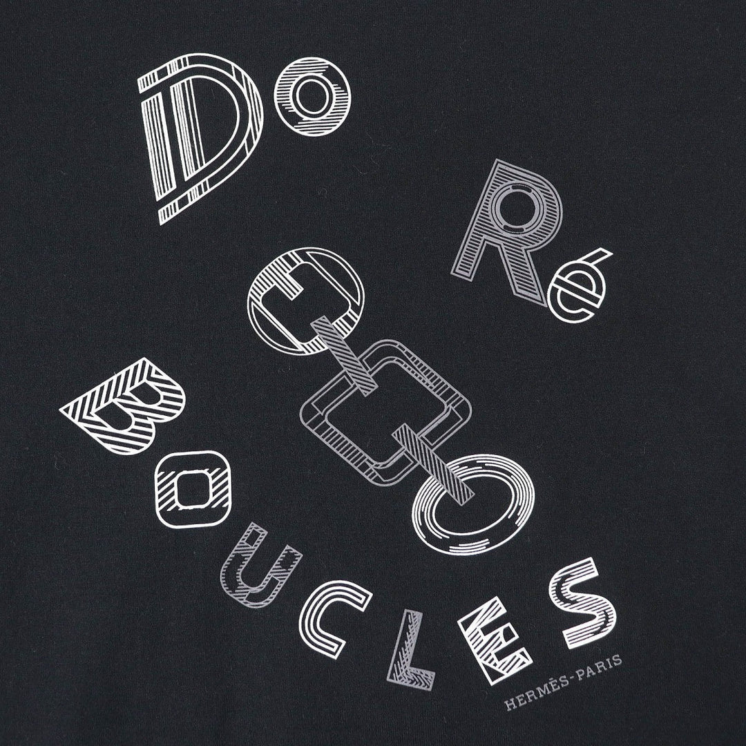 HERMES Short sleeve T-shirt 3H4611DL Main: 100% cotton black Do Re Boucles Women 34 Used Authentic
