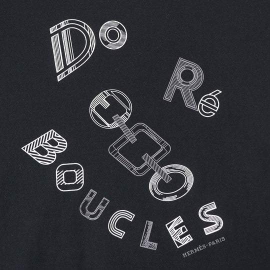 HERMES Short sleeve T-shirt 3H4611DL Main: 100% cotton black Do Re Boucles Women 34 Used Authentic