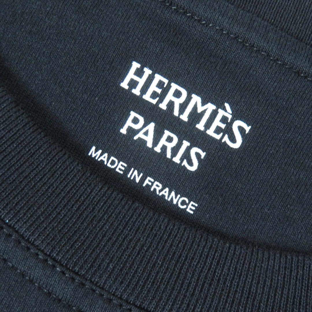 HERMES Short sleeve T-shirt 3H4611DL Main: 100% cotton black Do Re Boucles Women 34 Used Authentic
