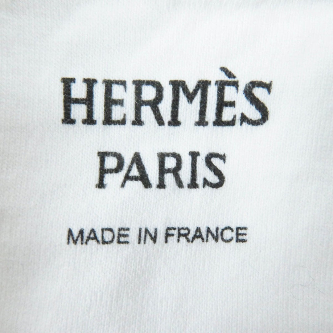 HERMES Short sleeve T-shirt 2E4618DU Main: 100% cotton White black Grand Tralala Women 38 Used Authentic