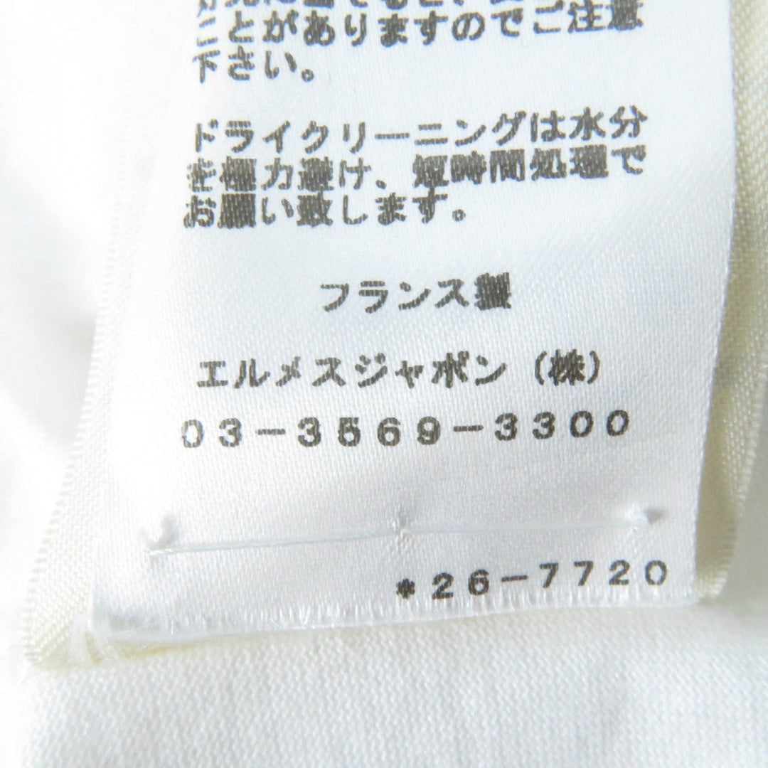 HERMES Short sleeve T-shirt 2E4618DU Main: 100% cotton White black Grand Tralala Women 38 Used Authentic