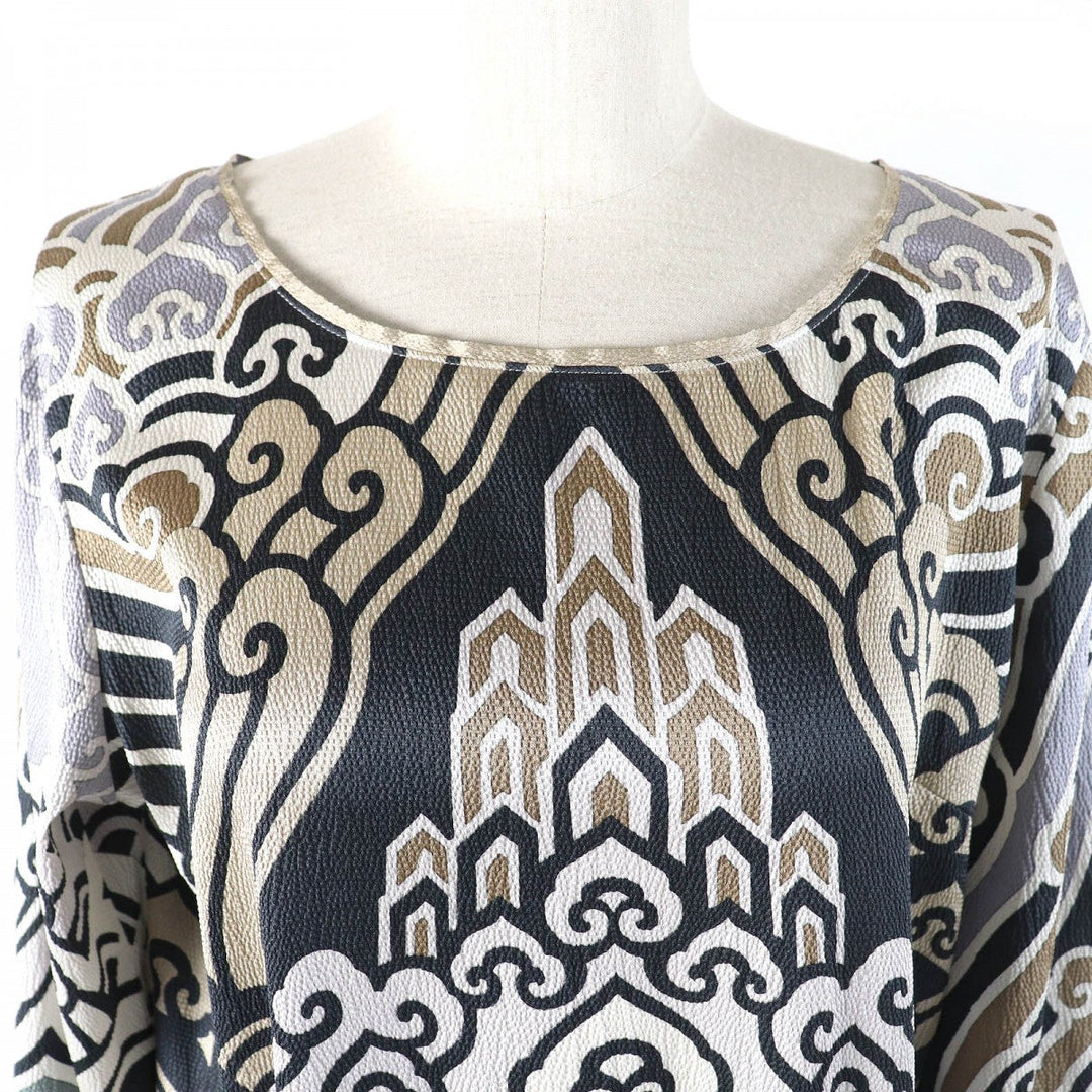 LEONARD FASHION one piece silk gray navy beige 42
