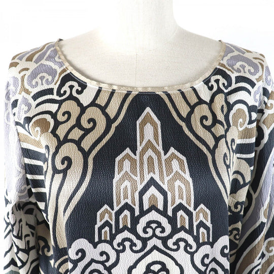 LEONARD FASHION one piece silk gray navy beige 42