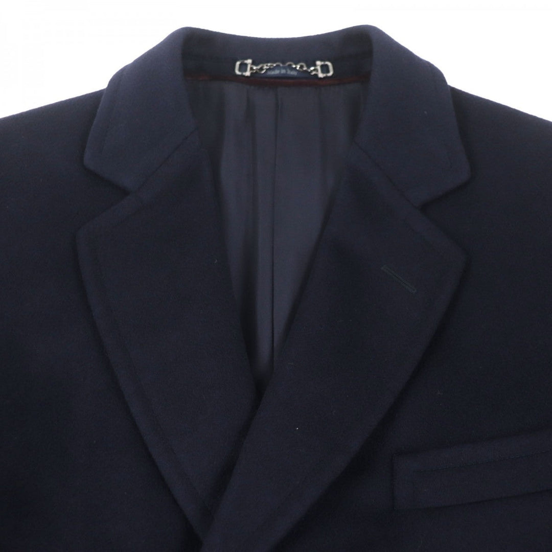 GUCCI Chester coat 353007 Outer: 95% cashmere, Outer: 5% wool, Lining: 68% rayon, Lining: 32% silk Navy mens 50 Used Authentic