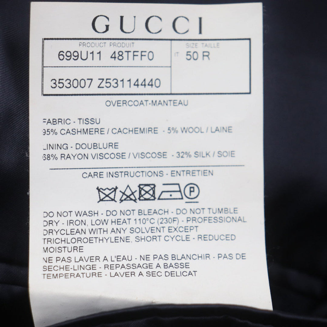 GUCCI Chester coat 353007 Outer: 95% cashmere, Outer: 5% wool, Lining: 68% rayon, Lining: 32% silk Navy mens 50 Used Authentic