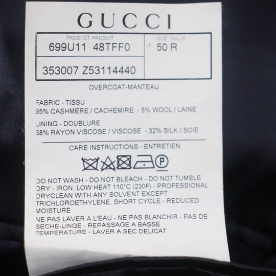 GUCCI Chester coat 353007 Outer: 95% cashmere, Outer: 5% wool, Lining: 68% rayon, Lining: 32% silk Navy mens 50 Used Authentic