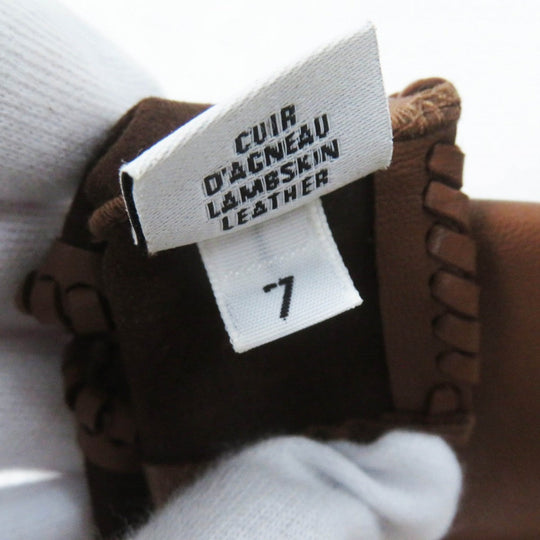HERMES gloves Main: Lamb leather Brown Crude cell Women 7 Used Authentic