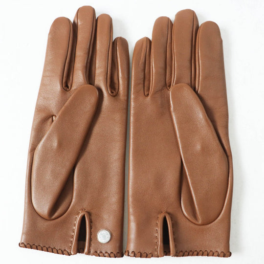 HERMES gloves Main: Lamb leather Brown Crude cell Women 7 Used Authentic