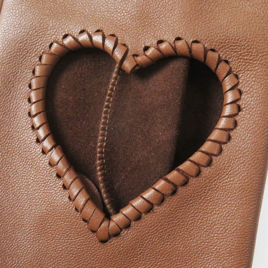 HERMES gloves Main: Lamb leather Brown Crude cell Women 7 Used Authentic
