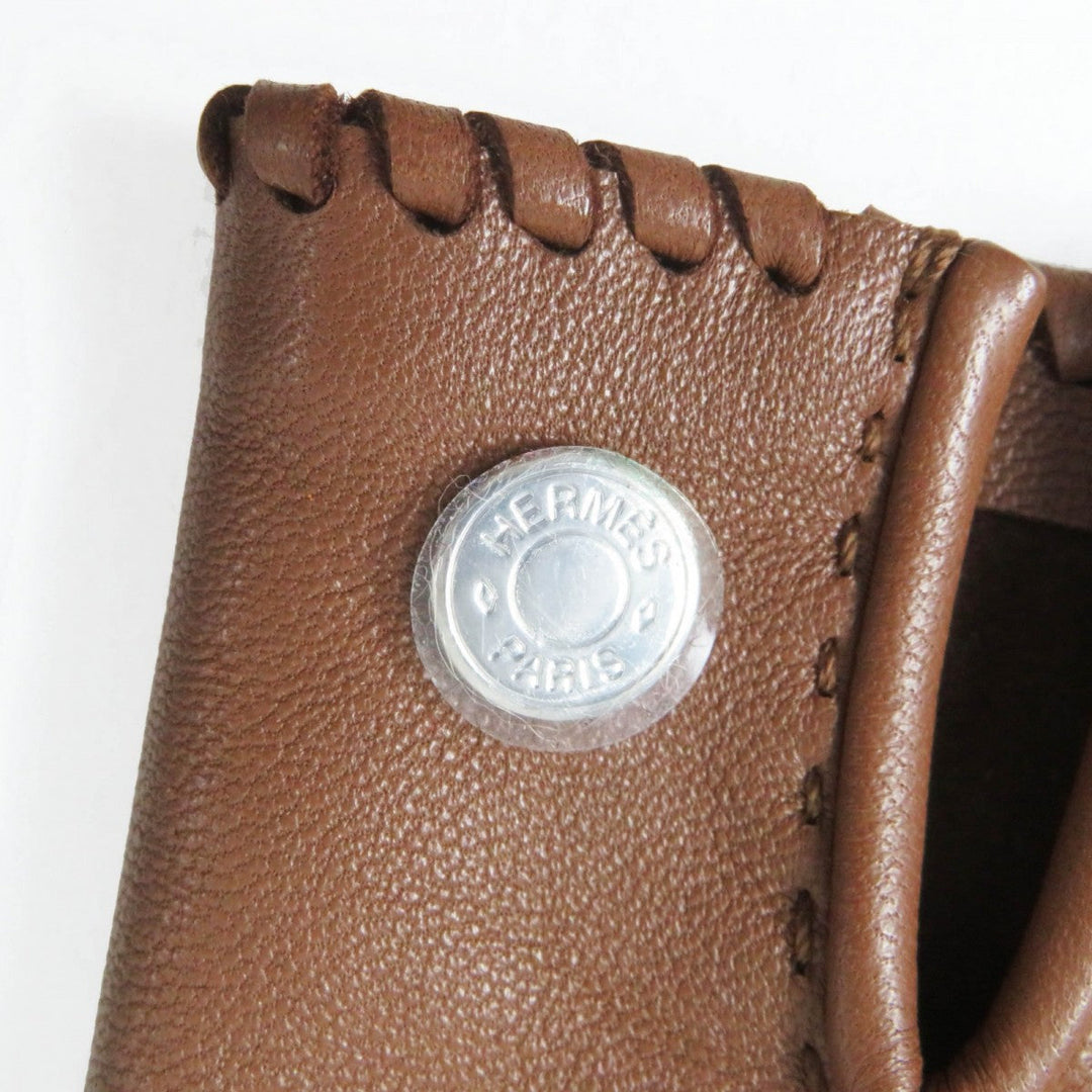 HERMES gloves Main: Lamb leather Brown Crude cell Women 7 Used Authentic