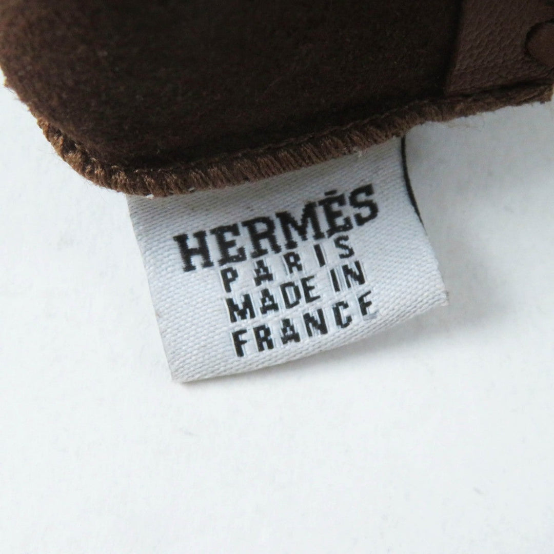 HERMES gloves Main: Lamb leather Brown Crude cell Women 7 Used Authentic