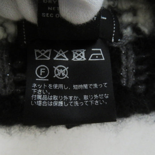 CHANEL Knit cap 19K cashmere Black gray white
