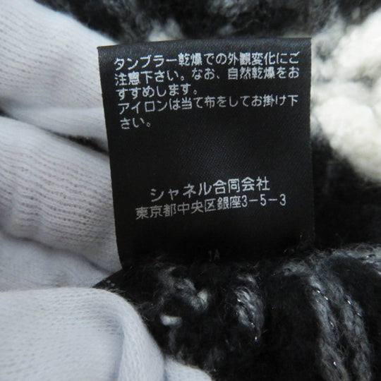 CHANEL Knit cap 19K cashmere Black gray white
