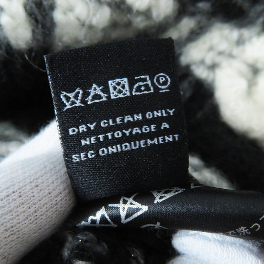 CHANEL Knit cap 19K cashmere Black gray white