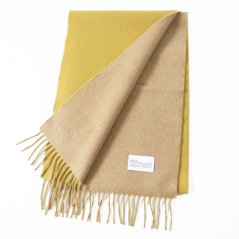 LOEWE Scarf Main: 90% wool, Main: 10% cashmere Mustard Beige Women Used Authentic