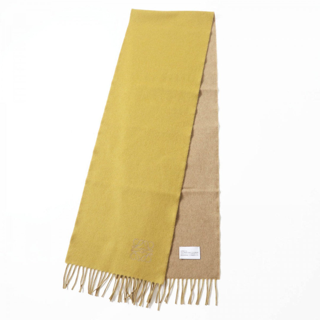 LOEWE Scarf Main: 90% wool, Main: 10% cashmere Mustard Beige Women Used Authentic