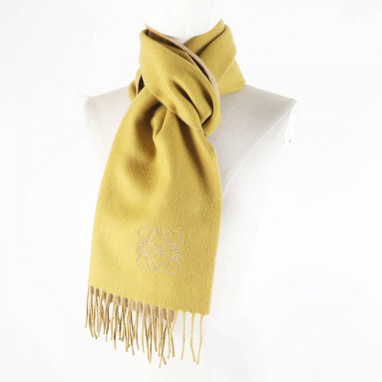 LOEWE Scarf Main: 90% wool, Main: 10% cashmere Mustard Beige Women Used Authentic