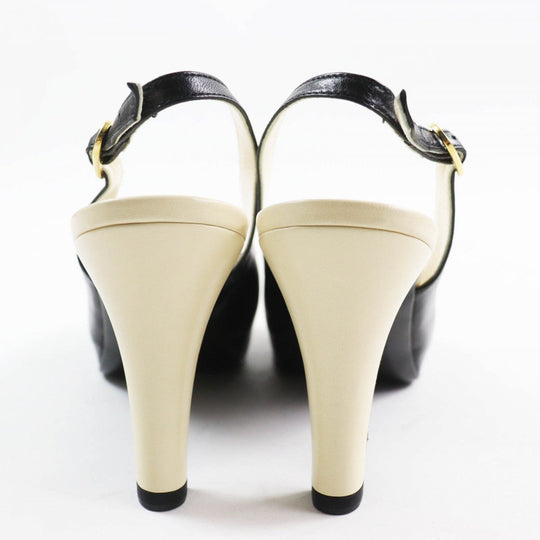 CHANEL pumps Main: Leather Black Ivory Women 35.5 Used Authentic