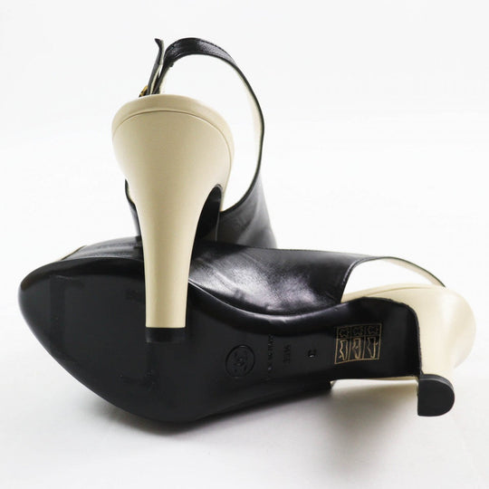 CHANEL pumps Main: Leather Black Ivory Women 35.5 Used Authentic