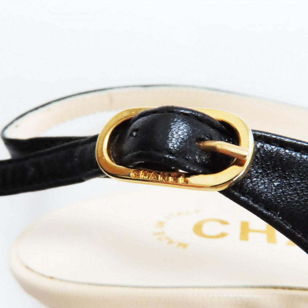 CHANEL pumps Main: Leather Black Ivory Women 35.5 Used Authentic