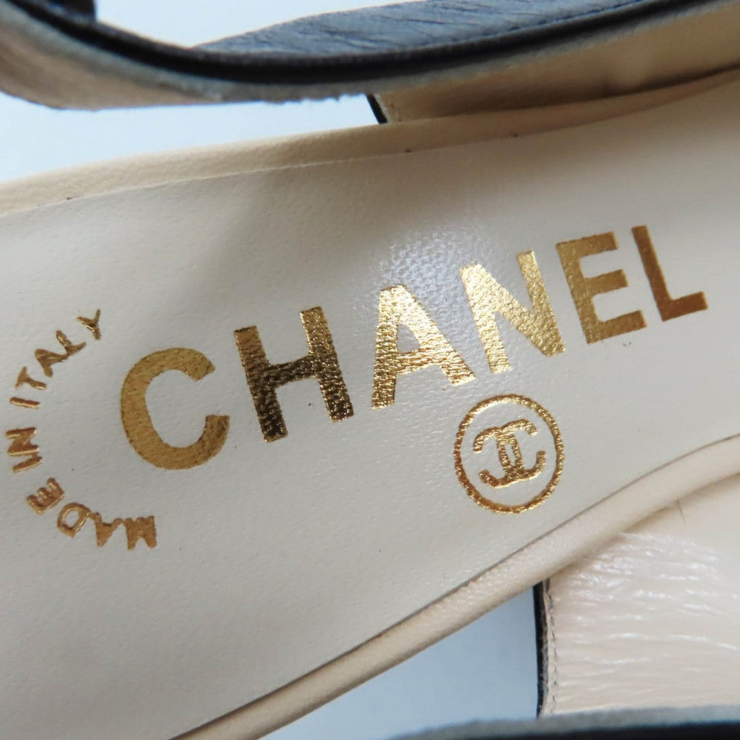 CHANEL pumps Main: Leather Black Ivory Women 35.5 Used Authentic